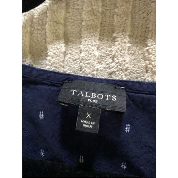Talbots Navy Blue & White Embroidered Eyelet Tunic Top Size X - Picture 8 of 9